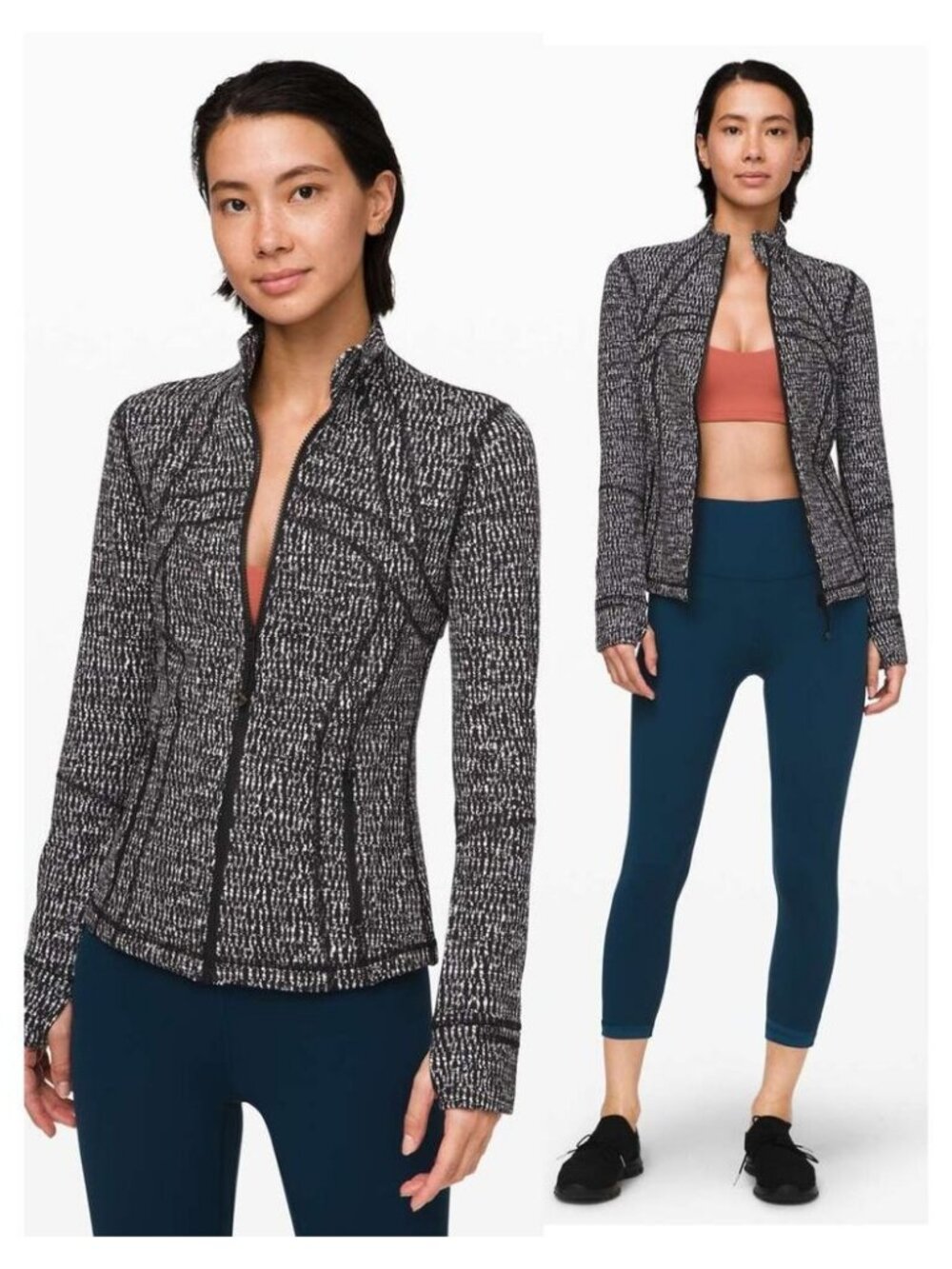 LULULEMON Define Jacket Size 8 Knotted Jacquard Black White